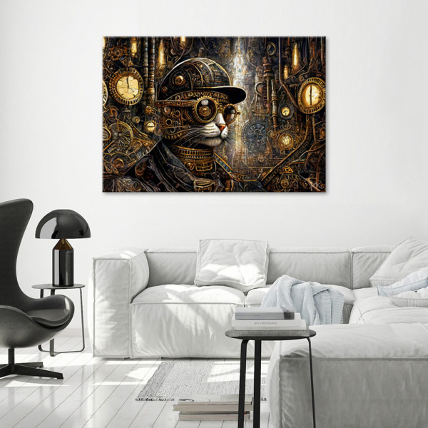 Feeby Obraz, Fantastyczny kot w stylu steampunk 60x40