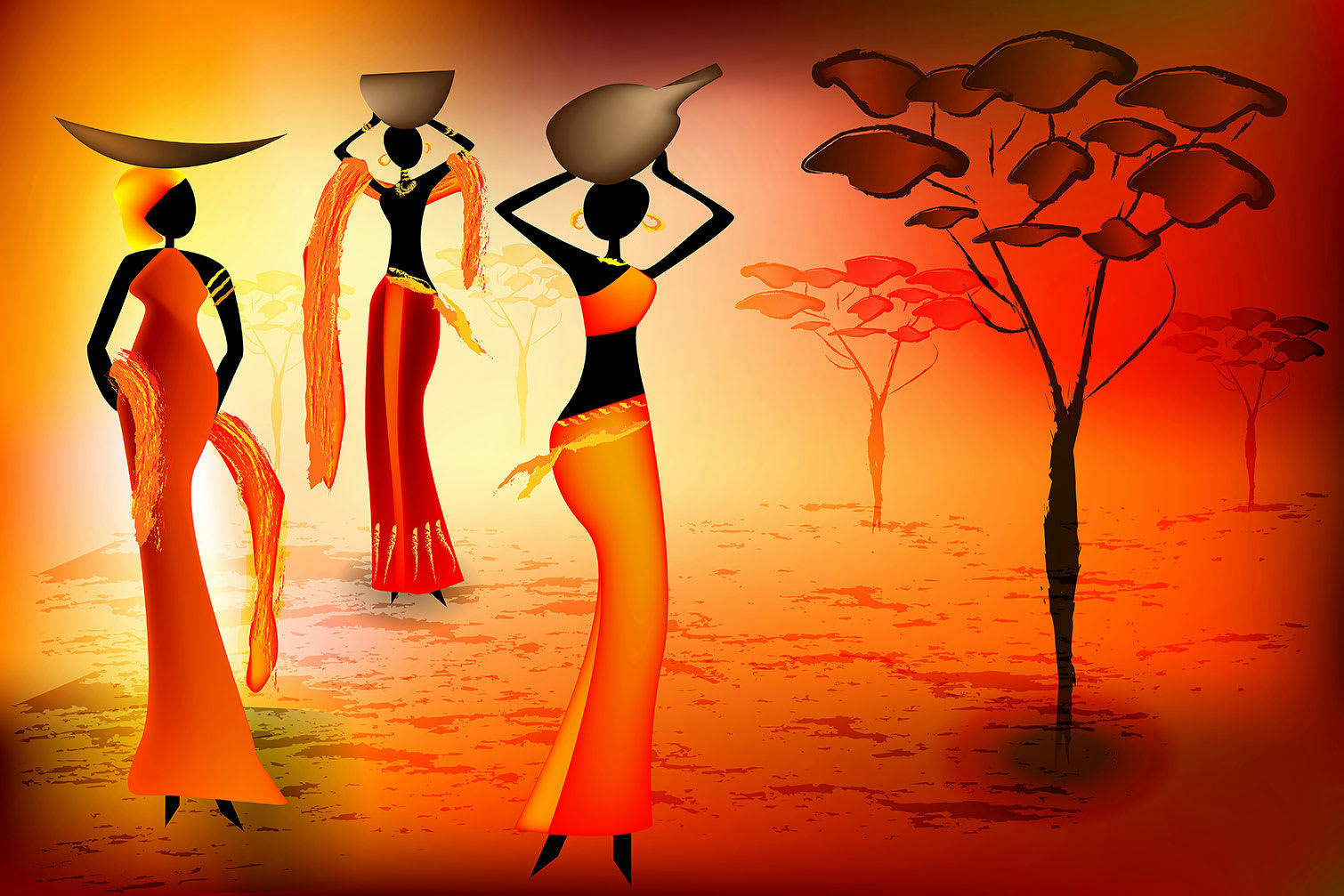 - Tableau soirée africaine toile imprimée 120x80cm