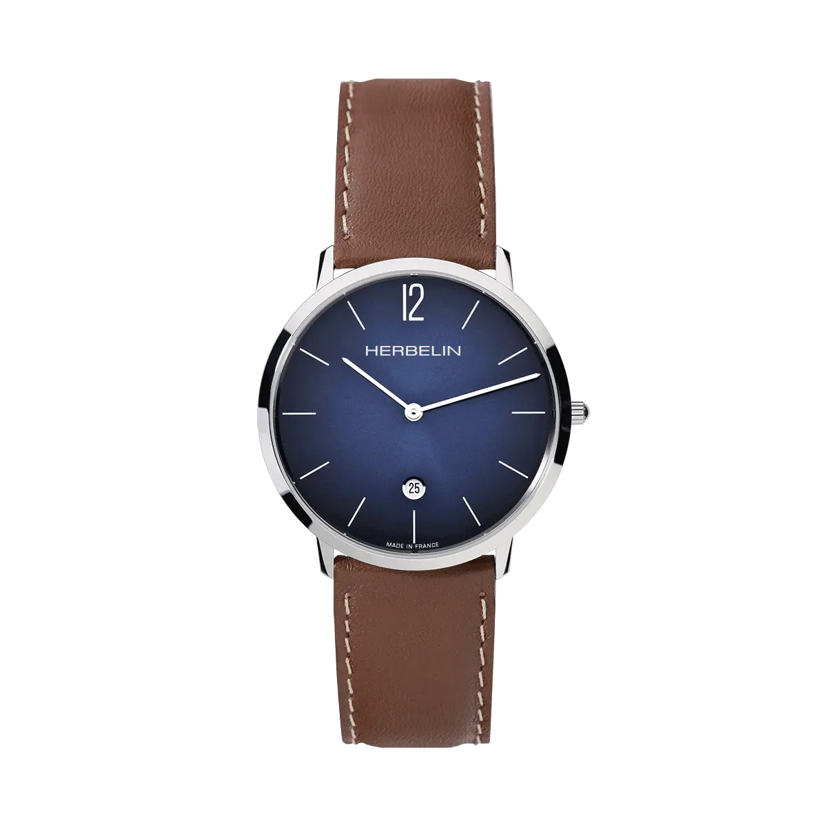 CITY – QUARTZ – BLEU & CUIR BRUN