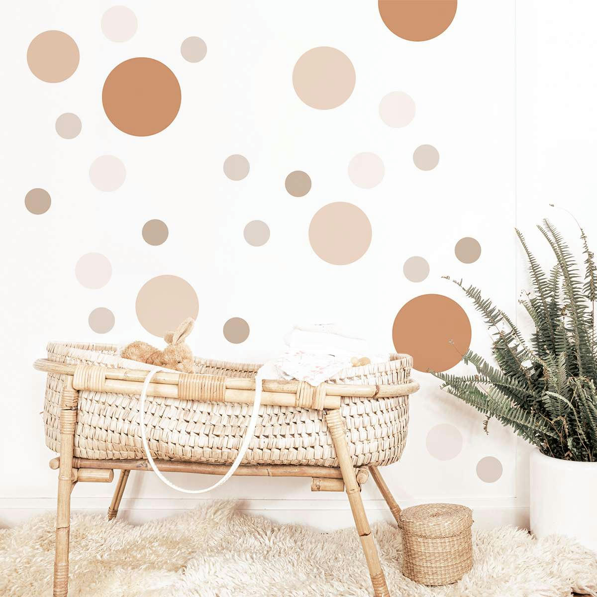 CIRCLES1 - Stickers muraux en vinyle rondes mix marron et beige