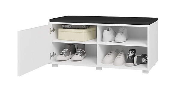 Etagère à chaussures, meuble à chaussures avec 1 porte coloris blanc - longueur 90 x profondeur 35 x hauteur 43 cm