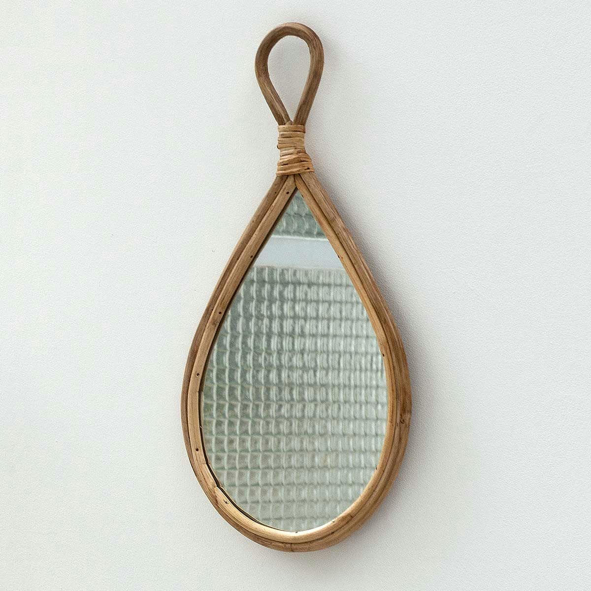 MOKA - Miroir en rotin naturel goutte vintage 28 x 54 cm