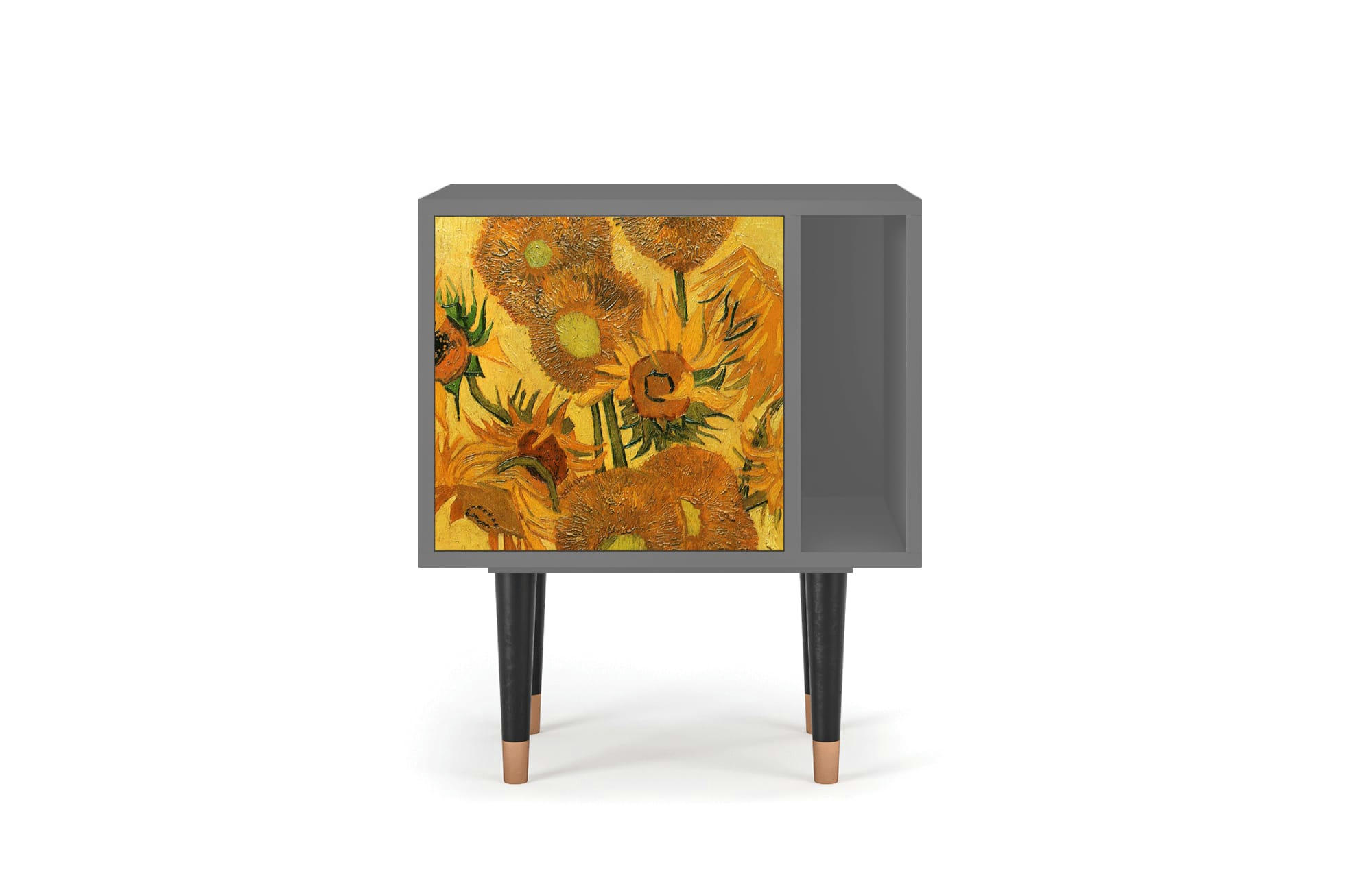 SUNFLOWERS BY VINCENT VAN GOGH - Table de chevet jaune 1 porte L 58 cm