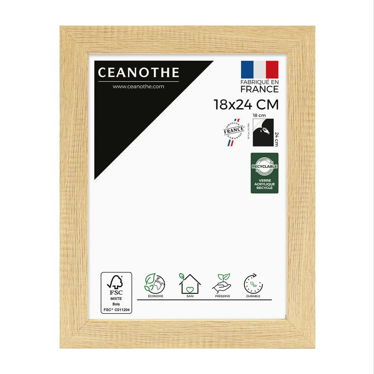 ETERNEL - Cadre photo design bois clair 18x24 cm bois reconstitué fsc