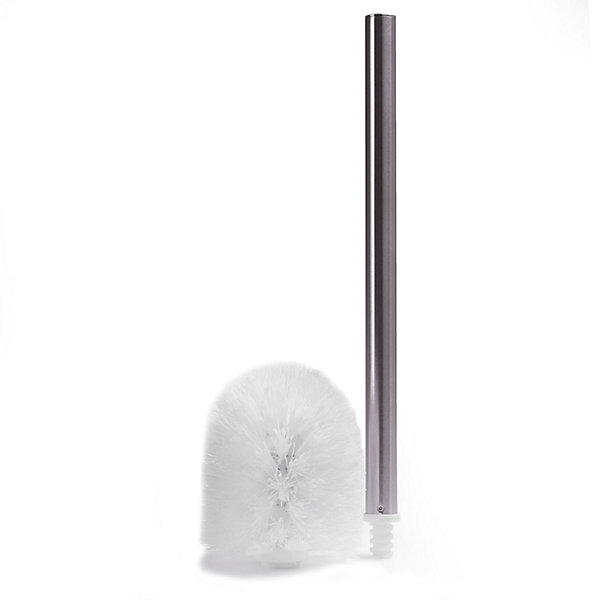 Brosse WC en polypropylène blanc et manche inox Ø8 x H.35 cm, MSV