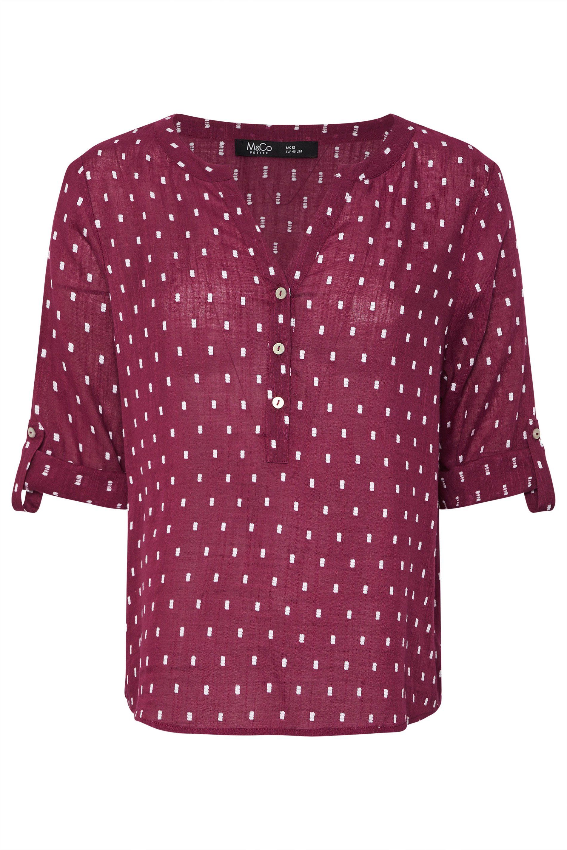 M&Co Petite Dobby Notch Neck Shirt