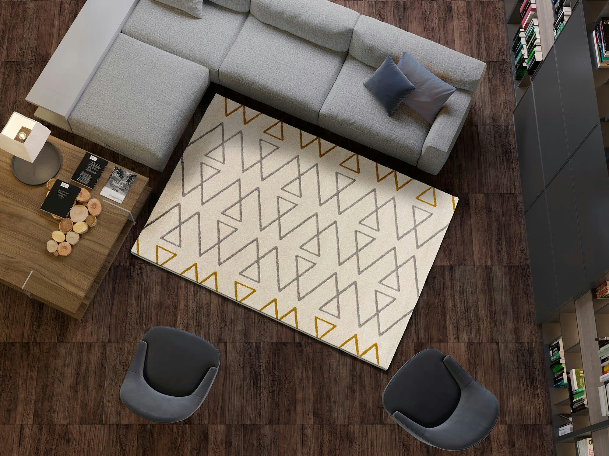 ASHLEY - Tapis géométrique en blanc, 80x150 cm