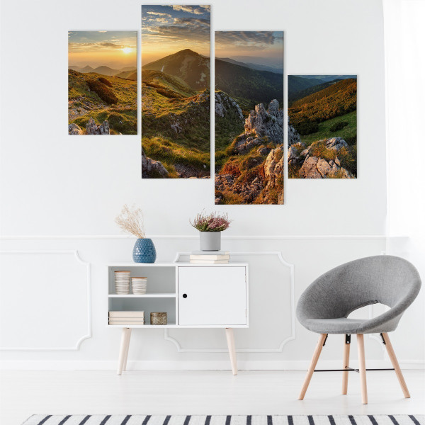 Obraz 4 Częściowy PEJZAŻ GÓRSKI Natura 3D 80x50cm