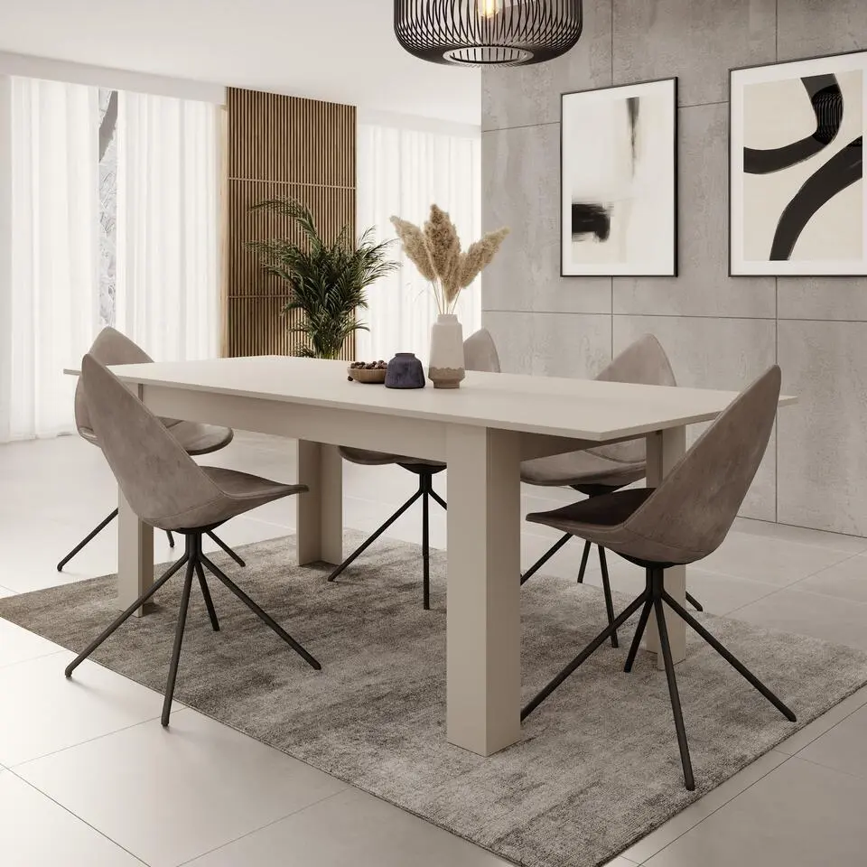 Meubella - Eetkamertafel Uverta - Beige - 220 cm - Uitschuifbaar