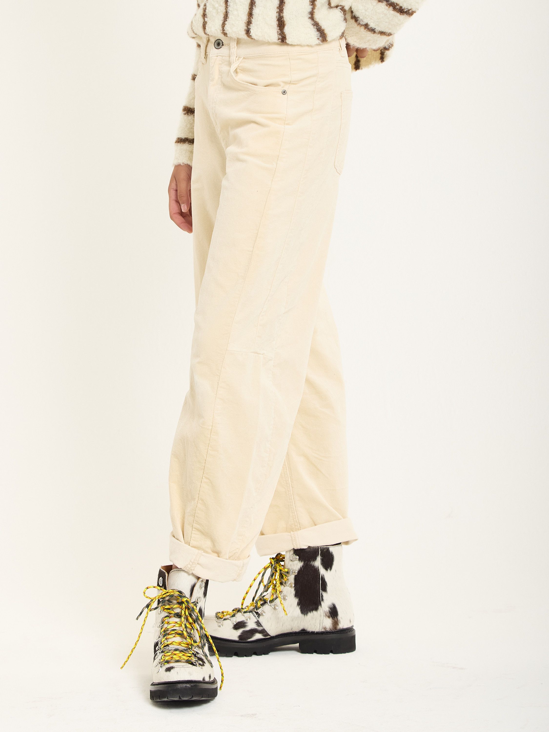 House of Holland Beige Wide Leg Cord Trousers