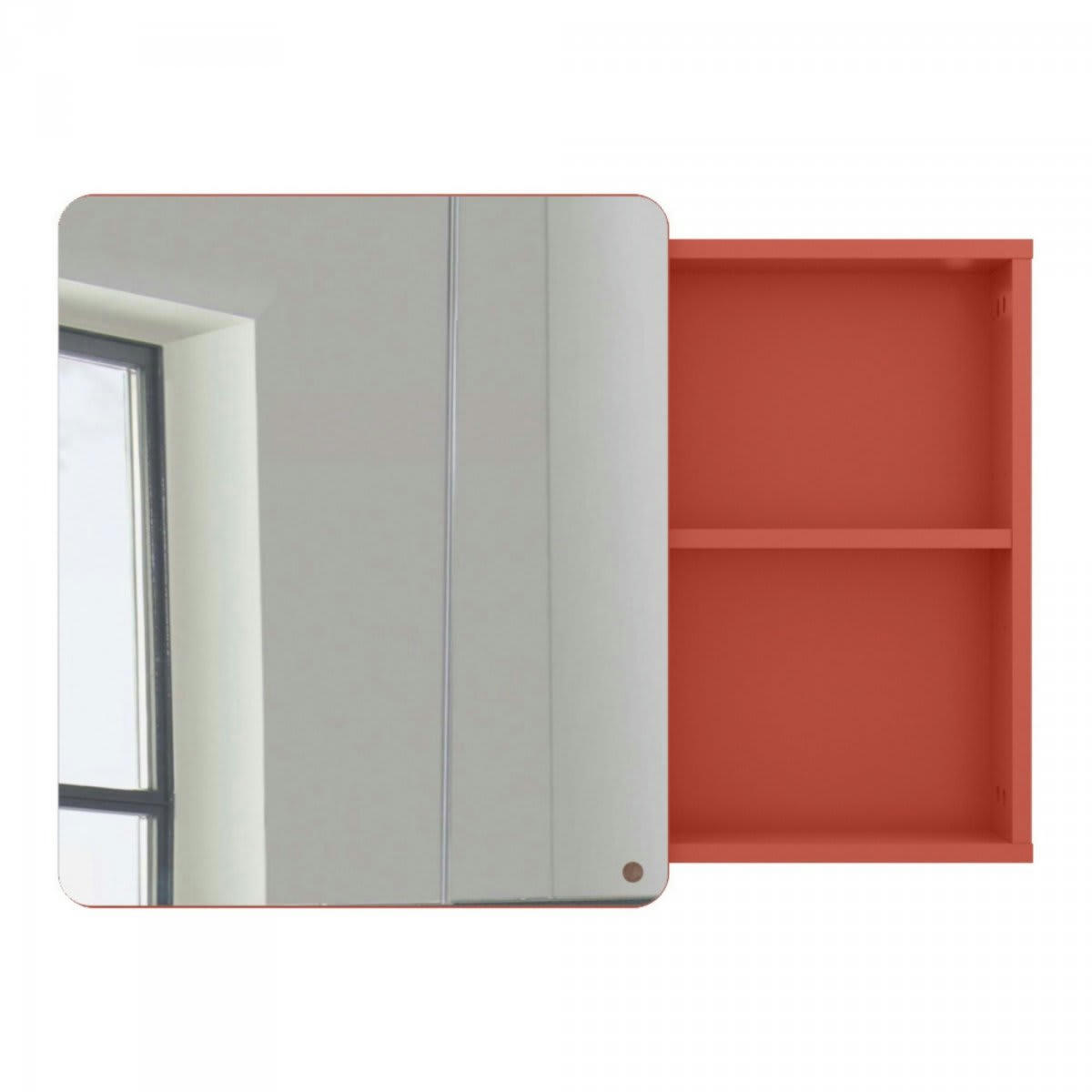 ATOLE - Miroir placard salle de bain 58x80cm en bois orange