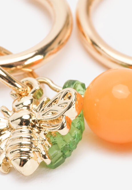 Womens Orange Charm Drop Earrings