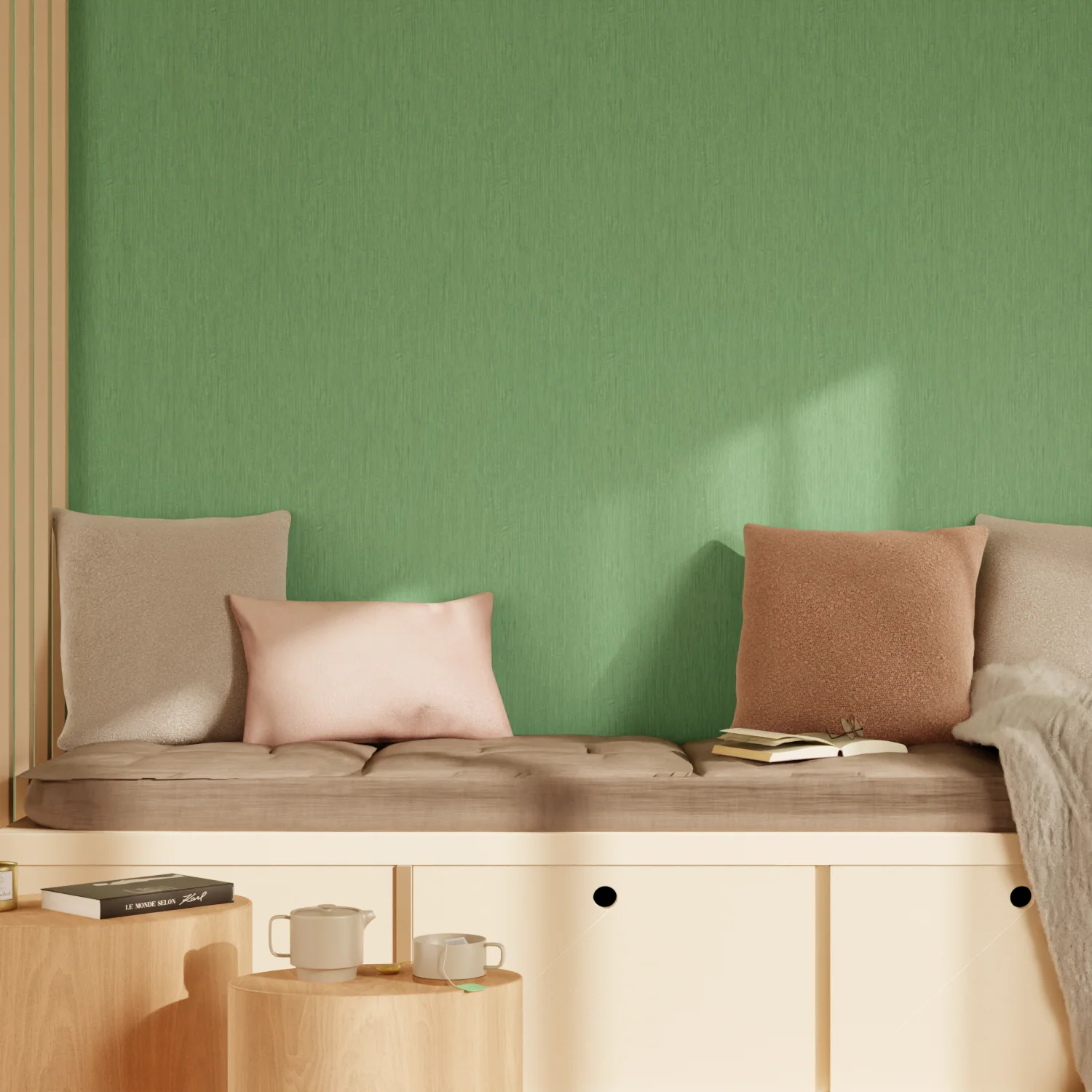 Papier peint PANAMA coloris vert amande