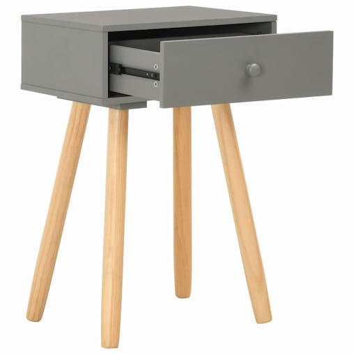 NNEVL Bedside Tables 2 pcs Grey Solid Pinewood