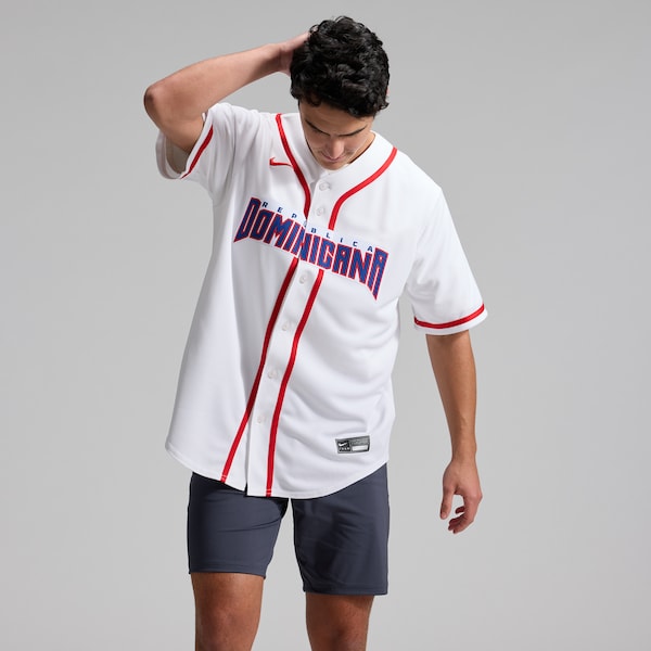 Dominican Republic Baseball Nike 2026 World Baseball Classic Home Stadium Jersey - White/Royal