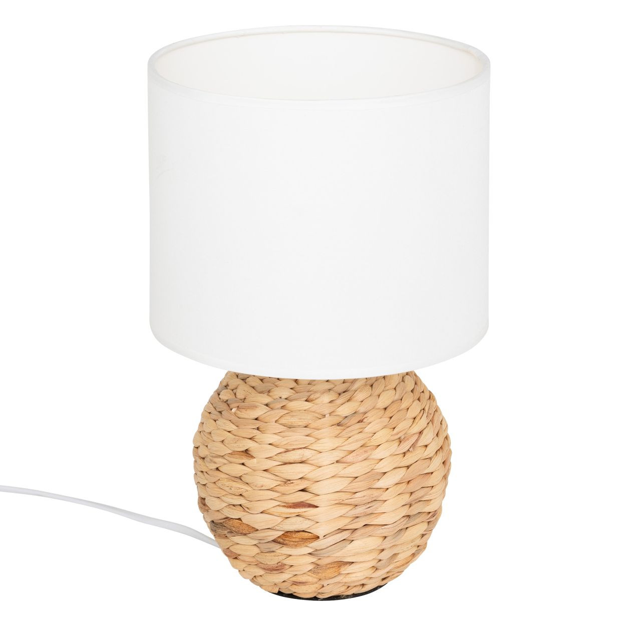 Lampa stołowa Hiacynt beżowa 37 cm biały abażur ozdobny
