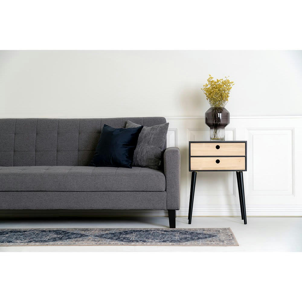 RIMINI - Table de chevet 2 tiroirs noire