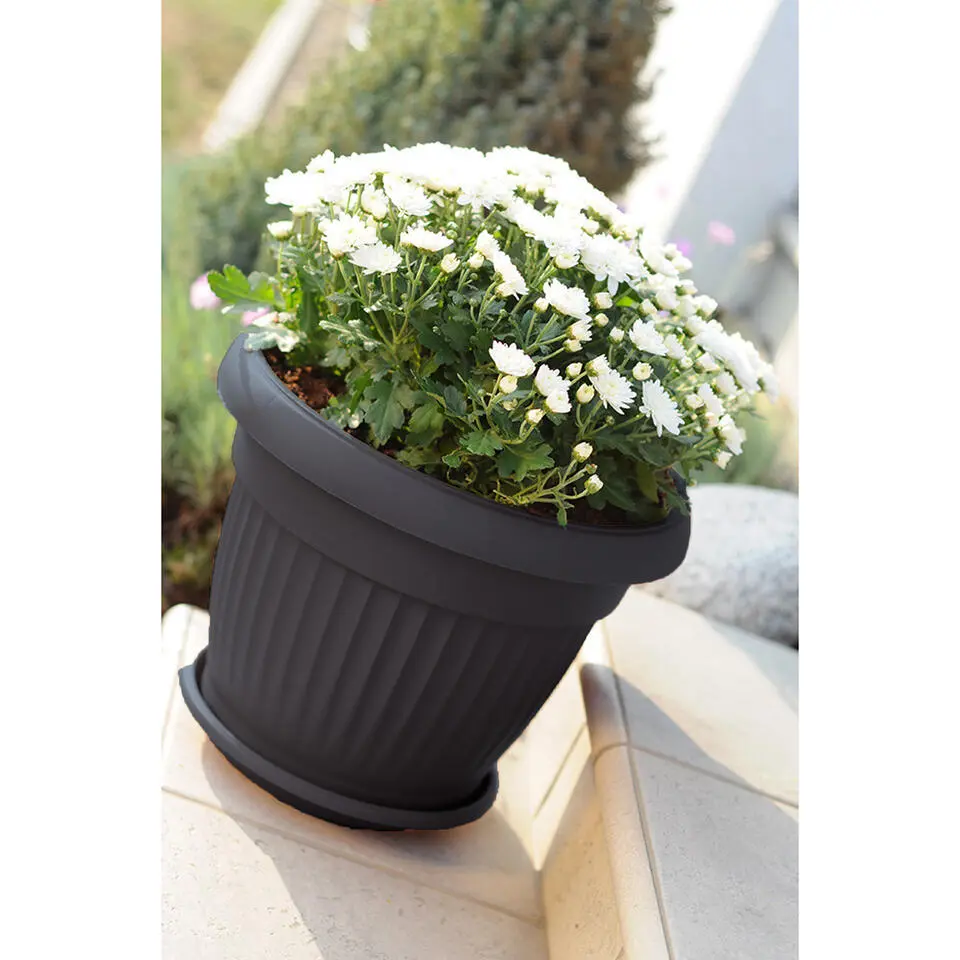 Prosperplast Plantenpot Roma Garden - kunststof - antraciet - 35 cm