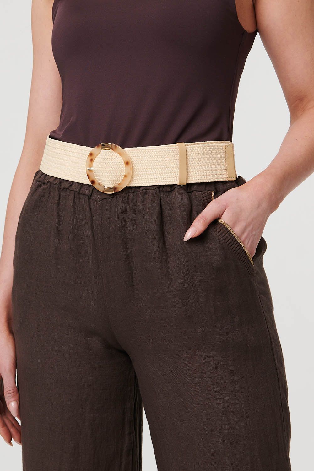 Izabel London Woven Texture Buckle Belt