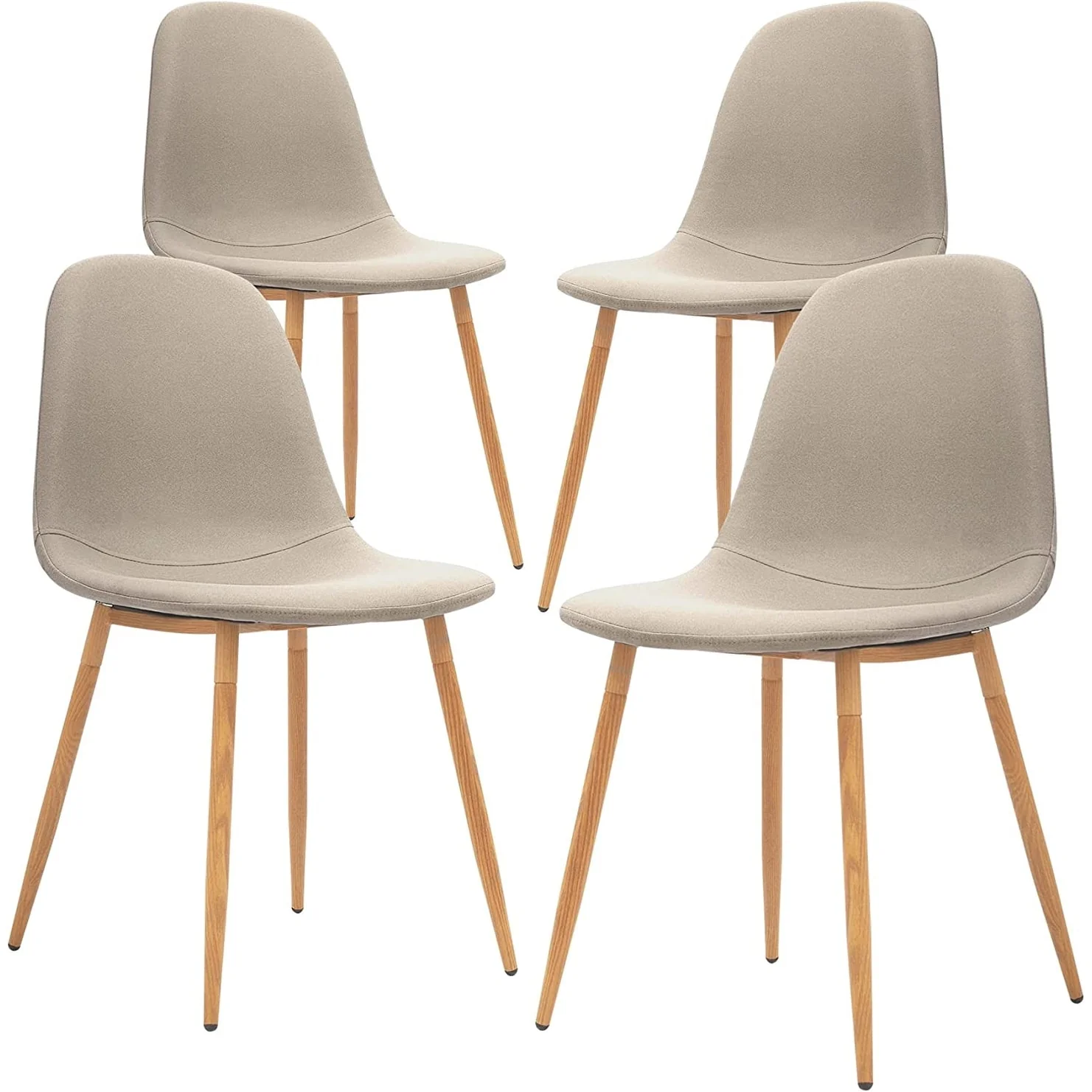 CangLong upholstered Dining Side Chair with metal Leg, Light Grey