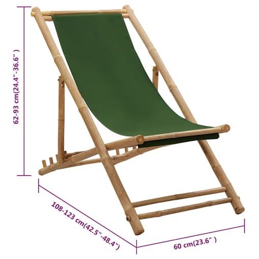 NNEVL Deck Chair Bamboo and Canvas Green
