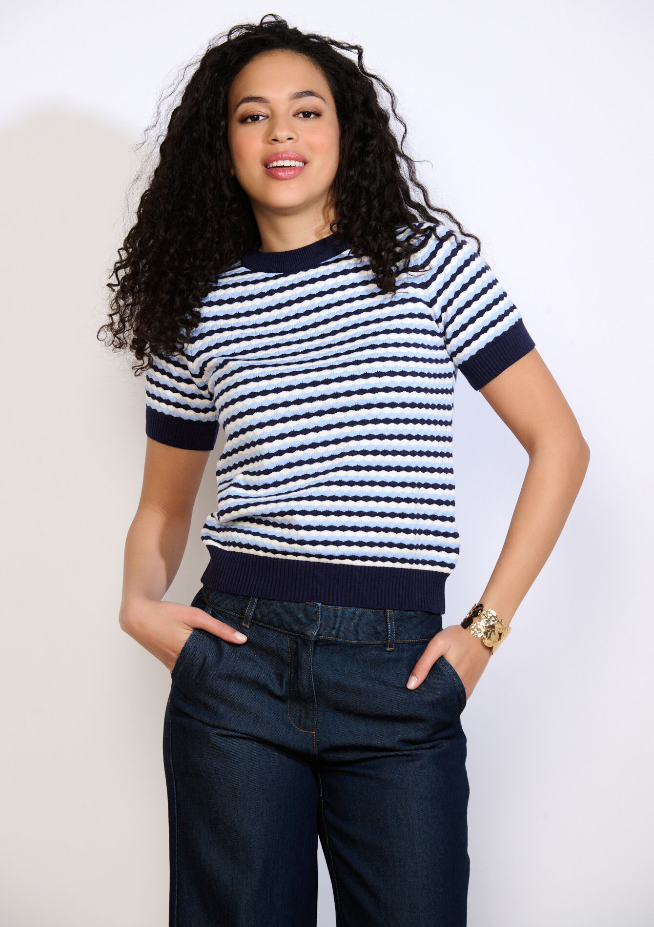 Gebreide top met korte mouw