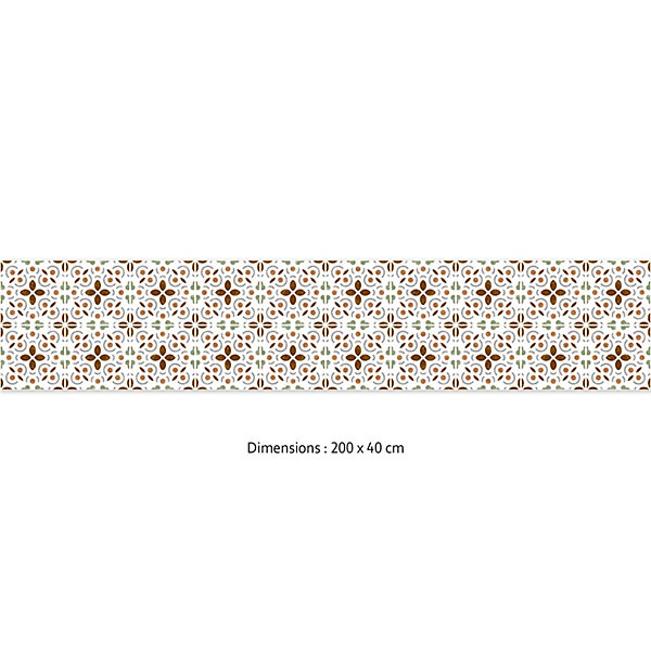 Crédence cuisine adhésive en vinyle effet carreaux de ciment Granada, 200 x 40 cm, design raccordable