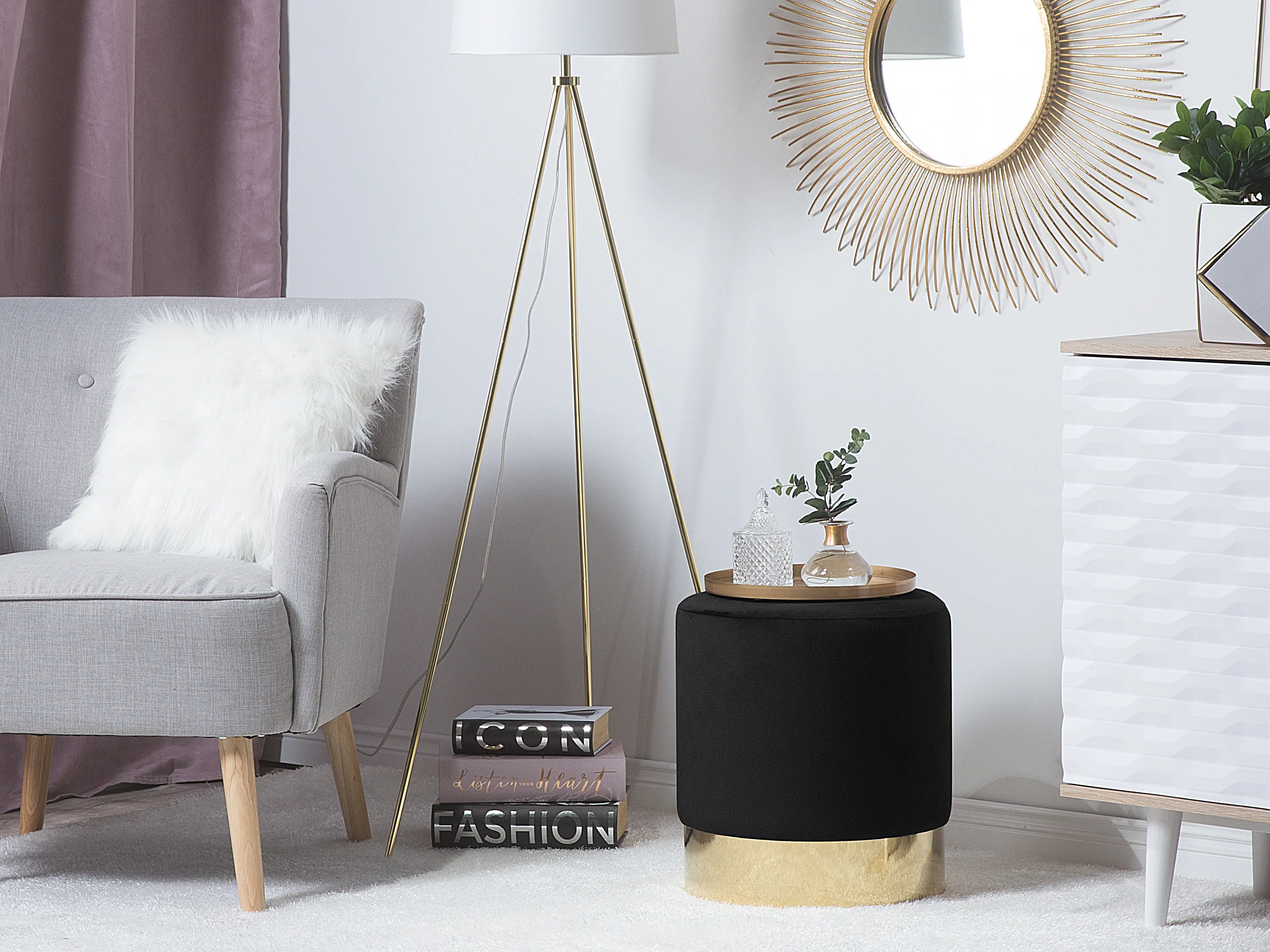 Pouffe SOPHIA Velvet Black