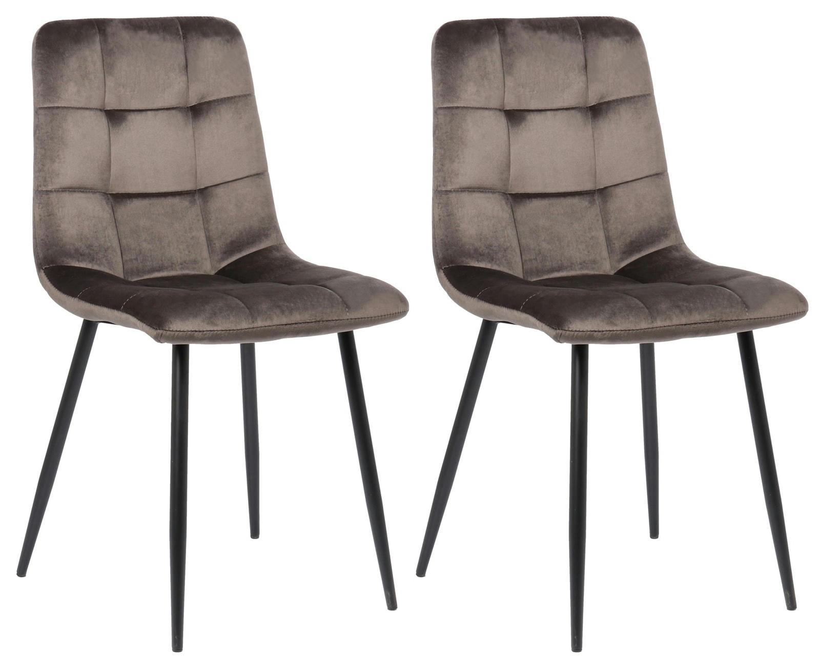 TILDE - Lot 2 Chaises avec pieds en métal assise en velours Gris