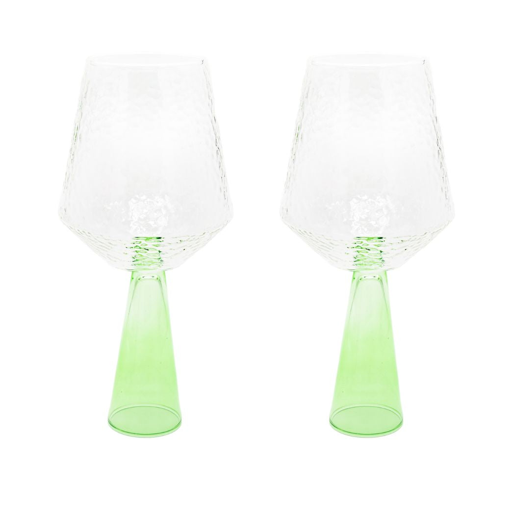 Brût Homeware, Wijnglas Claude, helder   groen, set van 2