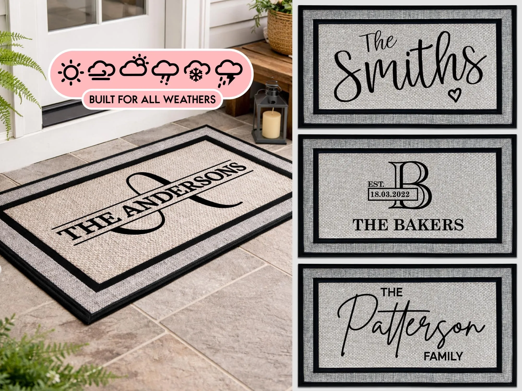 Custom House Name Entrance Rug, All Season Welcome Mat