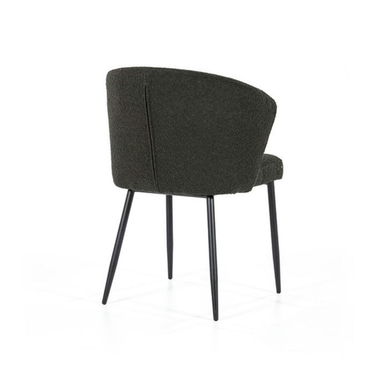 SONY - Chaise salle à manger tendance en tissu bouclé noir