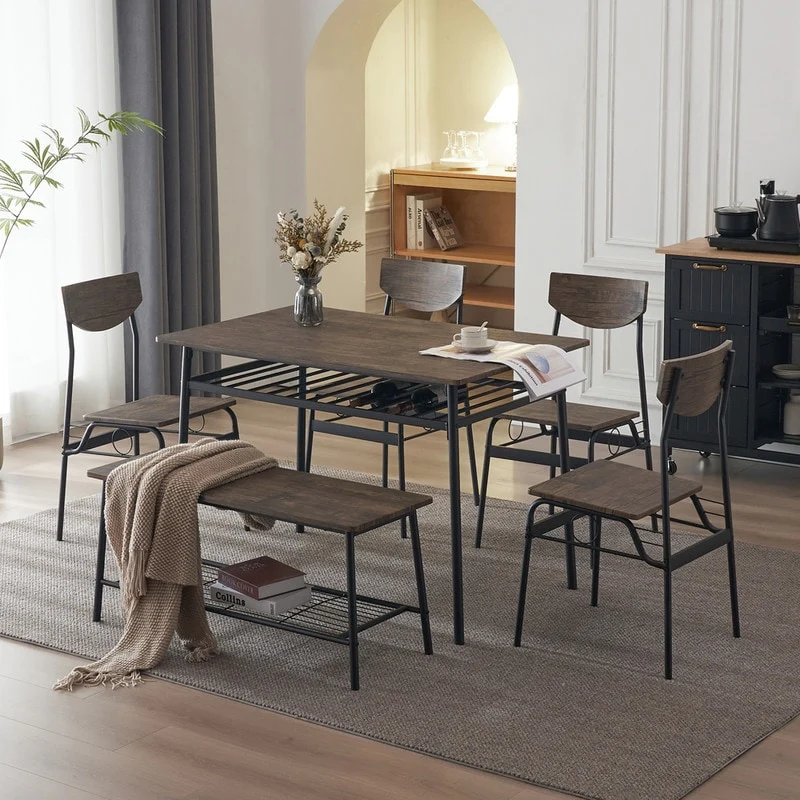 Steel Frame 6-Piece Modern Dining Set for Kitchen