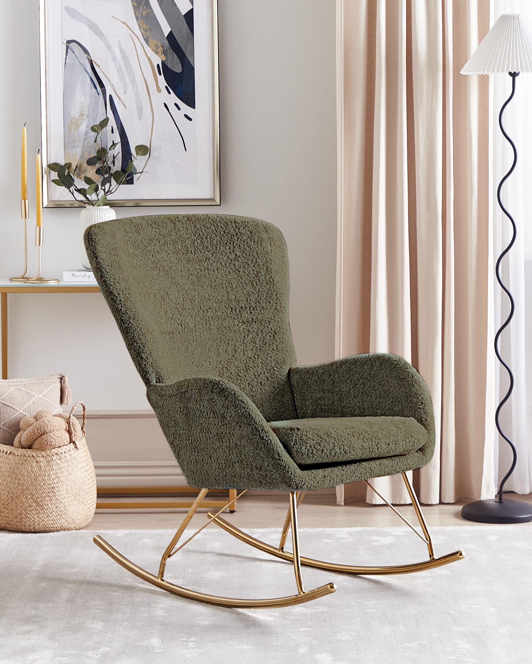 Rocking Chair ANASET Boucle Dark Green