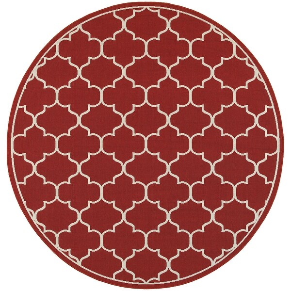 Martinique Off-White/Brick Red Lattice Indoor Outdoor Area Rug