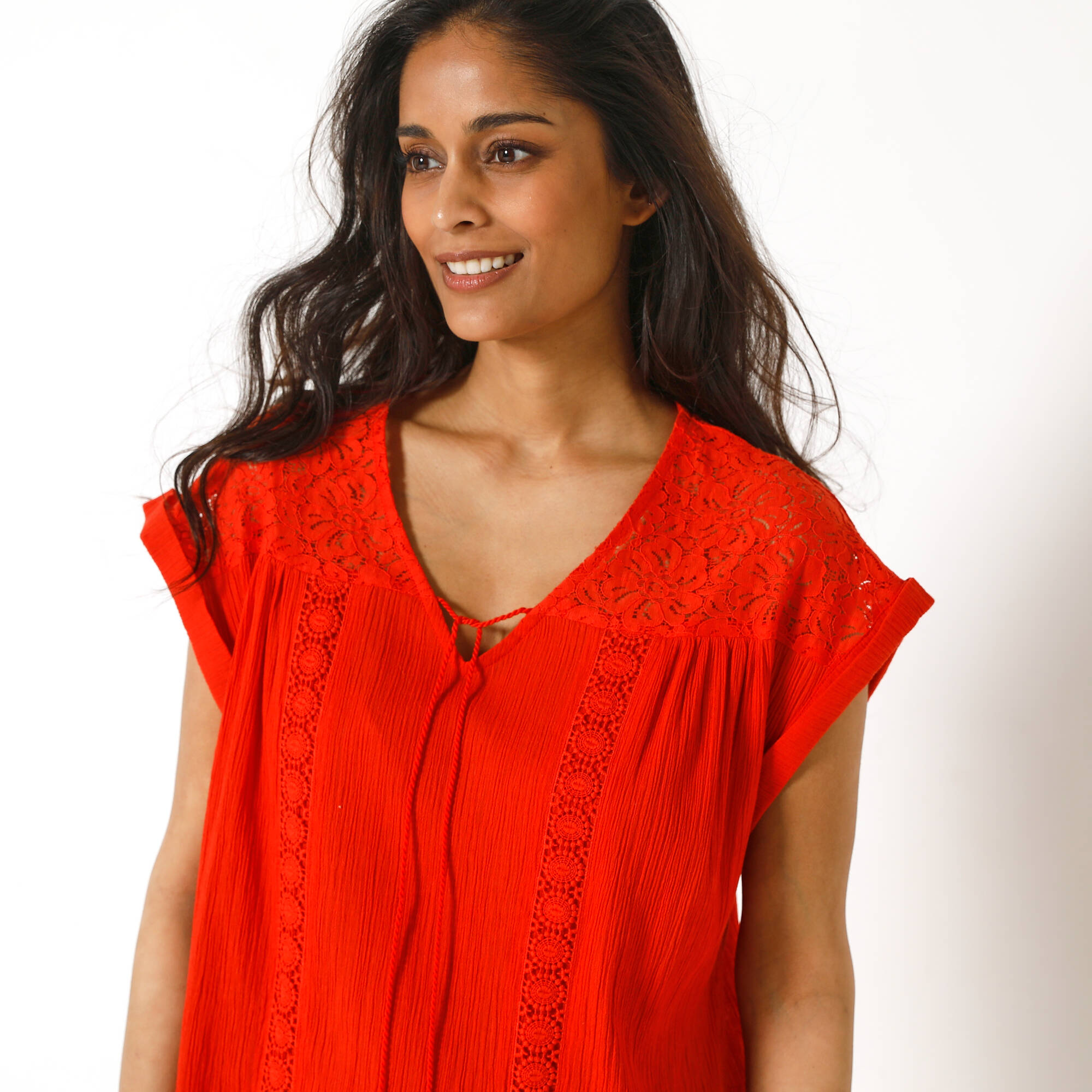 Robe macramé, crépon coton