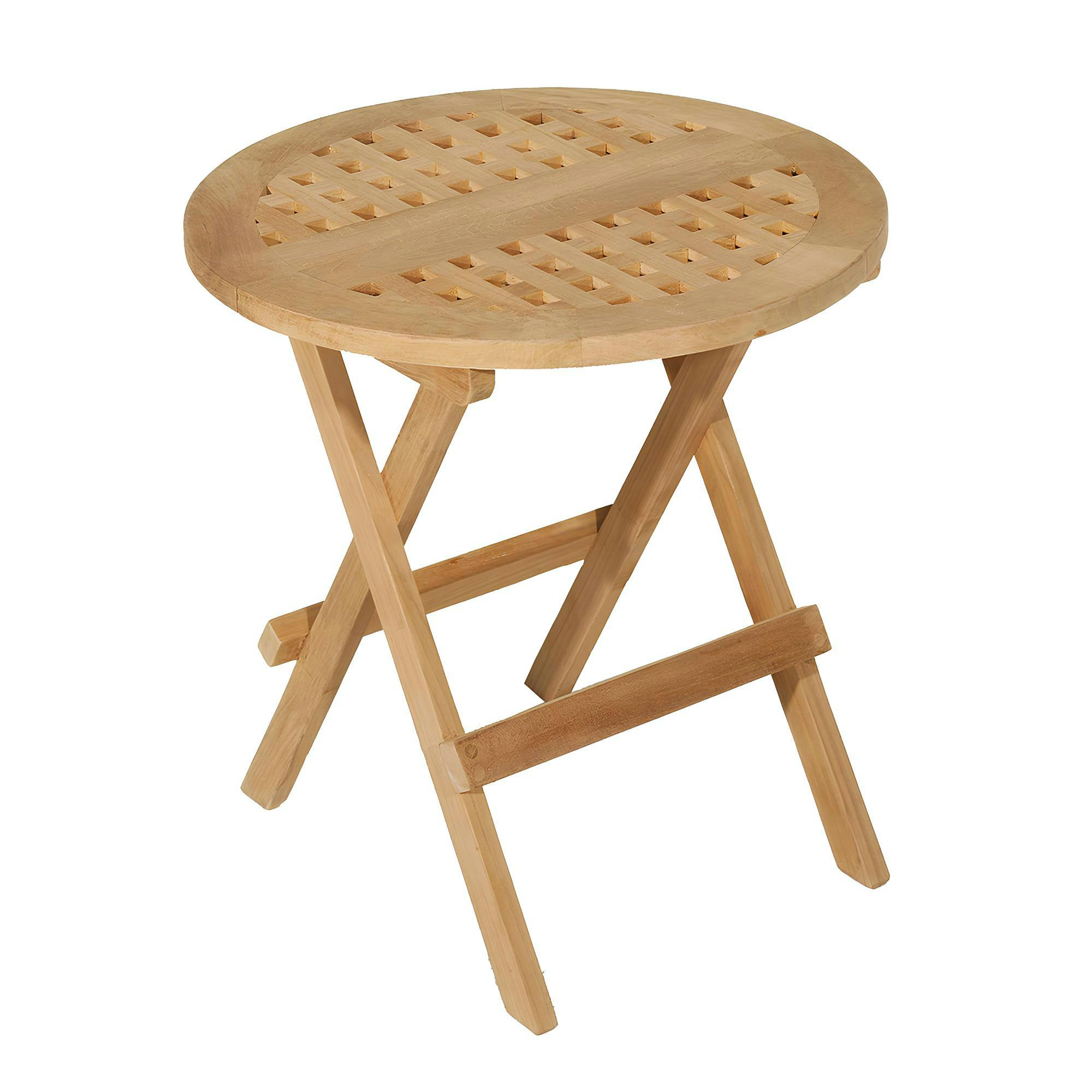 Table d'appoint de jardin en Teck ronde pliante 50cm SUMMER