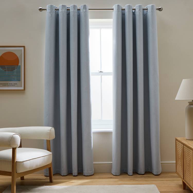 Habitat Blackout Eyelet Curtains - Sky - 117x137cm