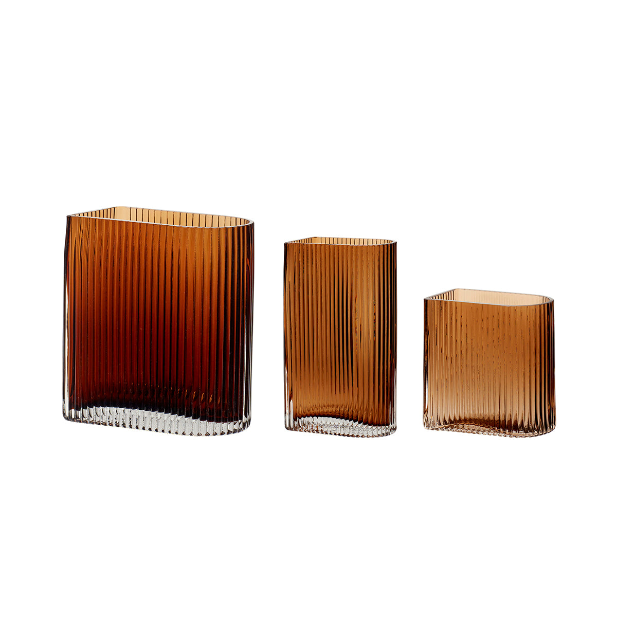 Hübsch vazen Elements - glas - 12x7xh13, 16x9xh18, 12x7xh20cm