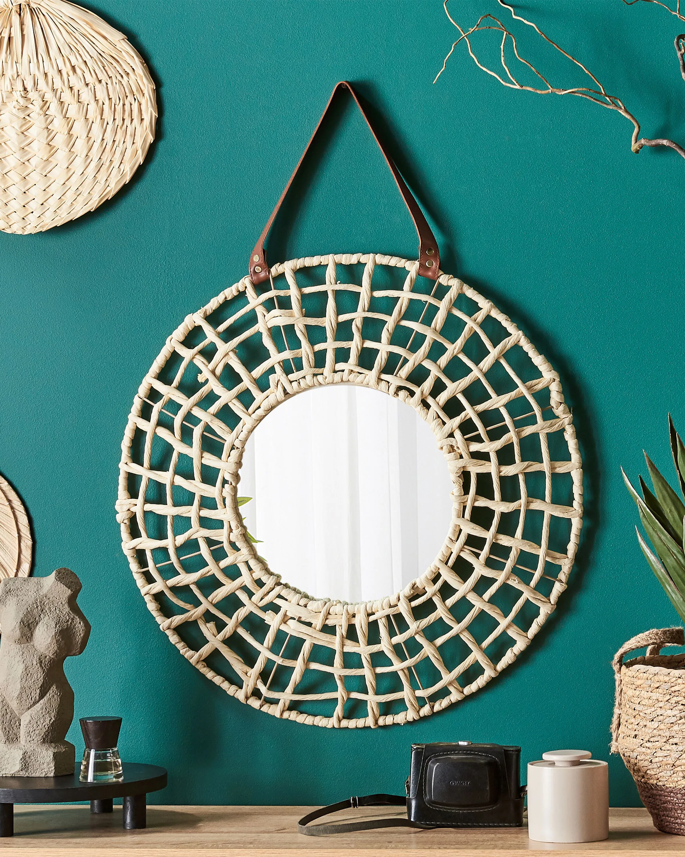 Wall Mirror PALACI 60 cm 60 cm Paper Rope Natural