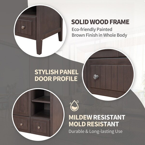 36" Bathroom Vanity with Ceramic Basin - Storage Cabinet with Drawers
