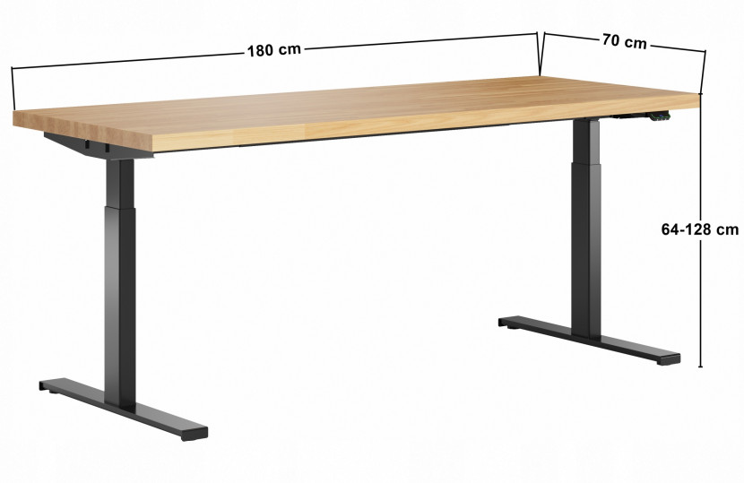 Regulowane biurko gamingowe loft 180 cm z funkcją pamięci