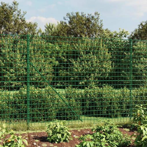 NNEVL Wire Mesh Fence with Spike Anchors Green 1.4x25 m