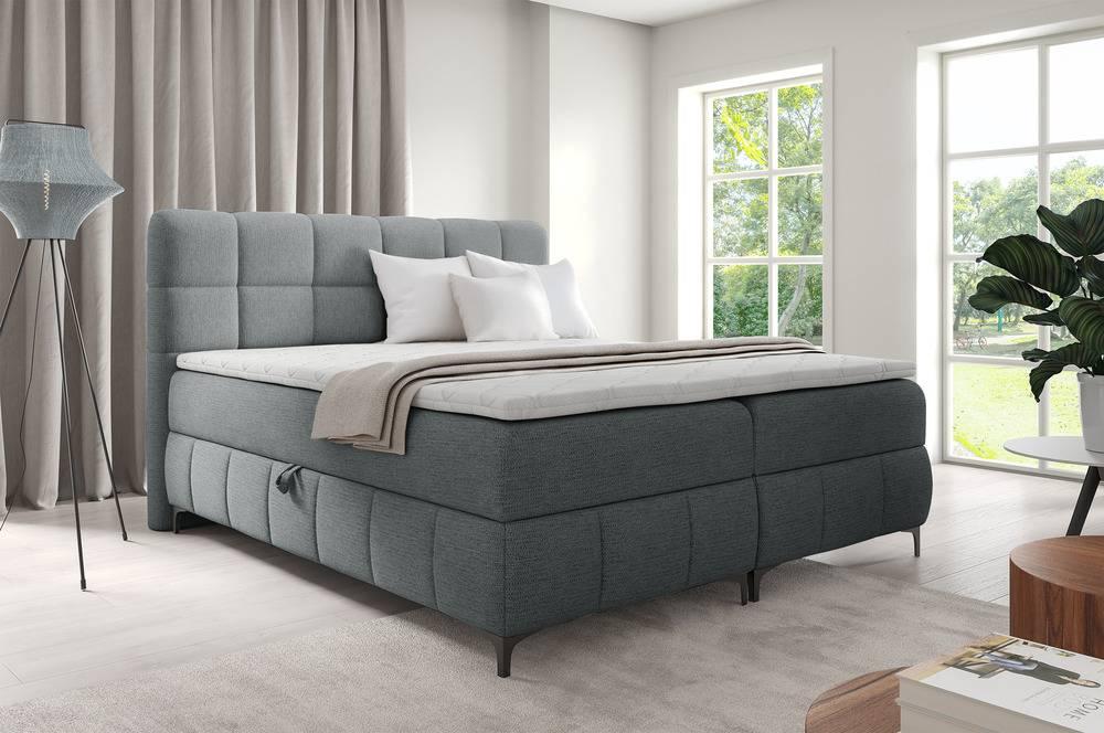 Boxspring Adras chenille 140 x 200 cm met opbergruimte en topper