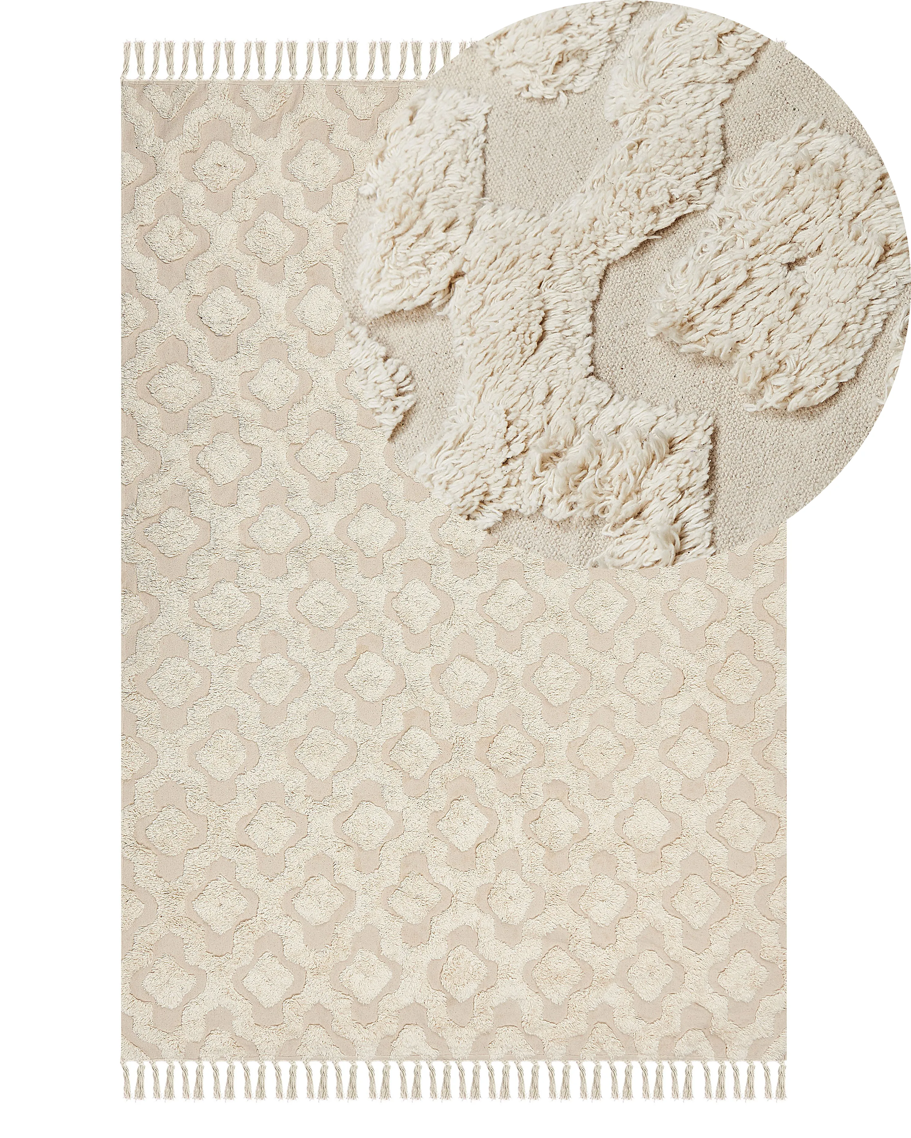 Rug AKSARAY Beige 140 x 200 cm Cotton