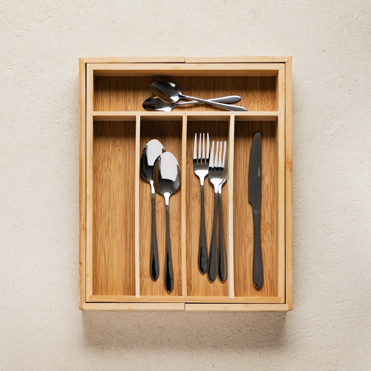 Wkład BAMBOU do szuflady regulowany na sztućce 37x31 cm
