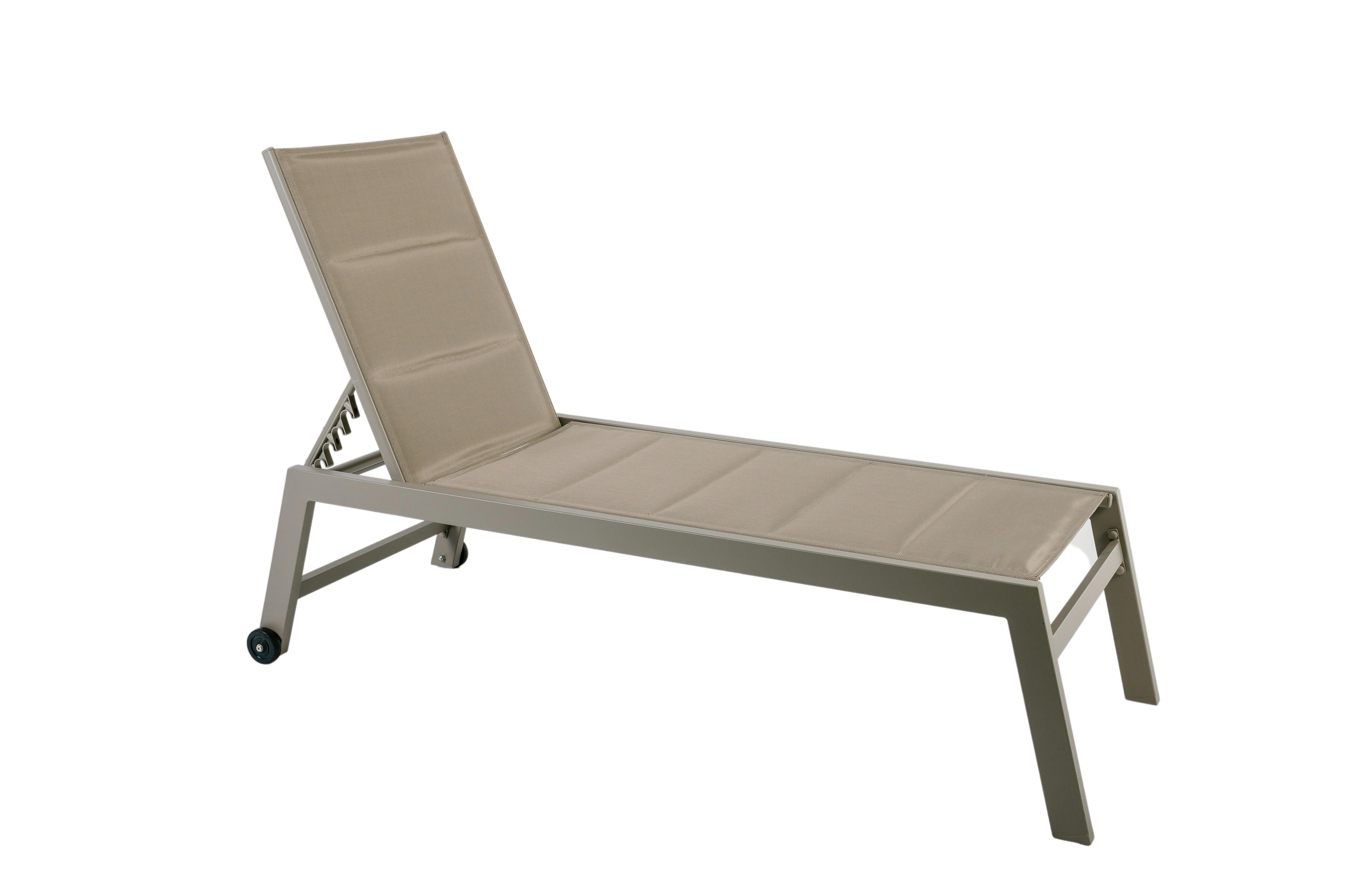 PAMPA - Lot de 2 Transats Pampa Taupe à Roulettes