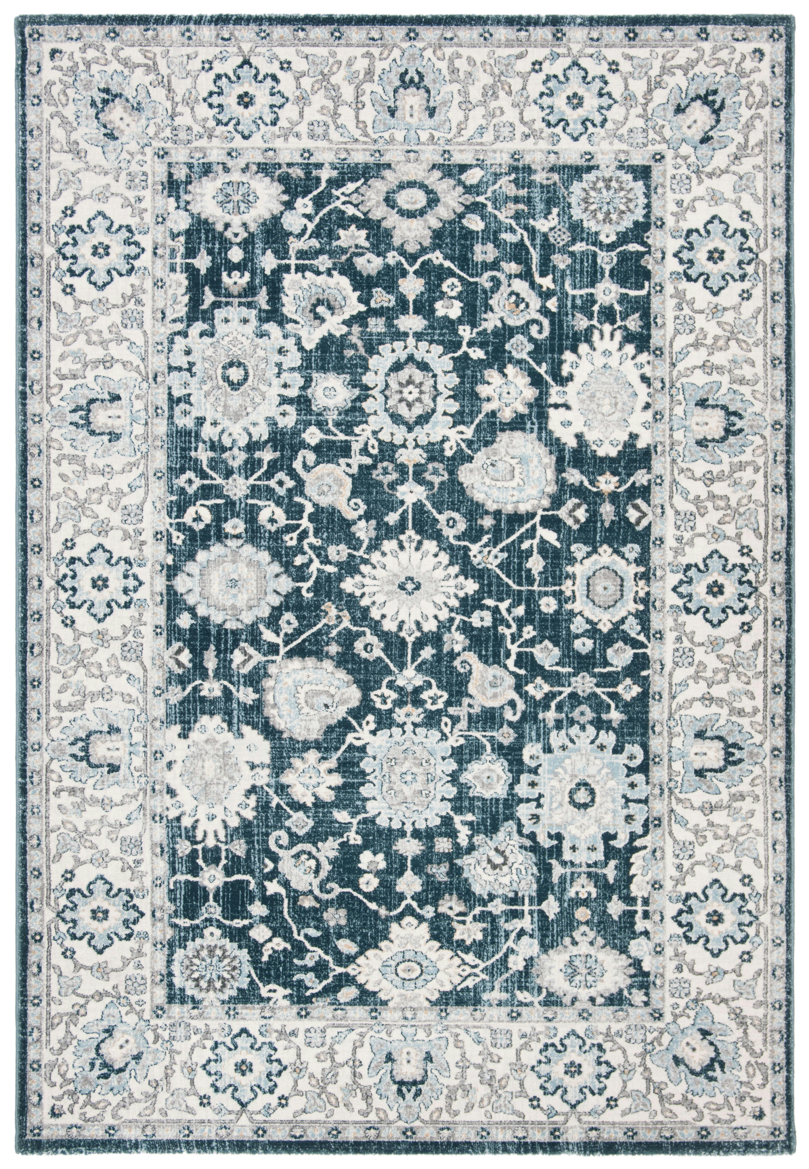 ISABELLA - Tapis de salon interieur en gris & bleu, 91 x 152 cm