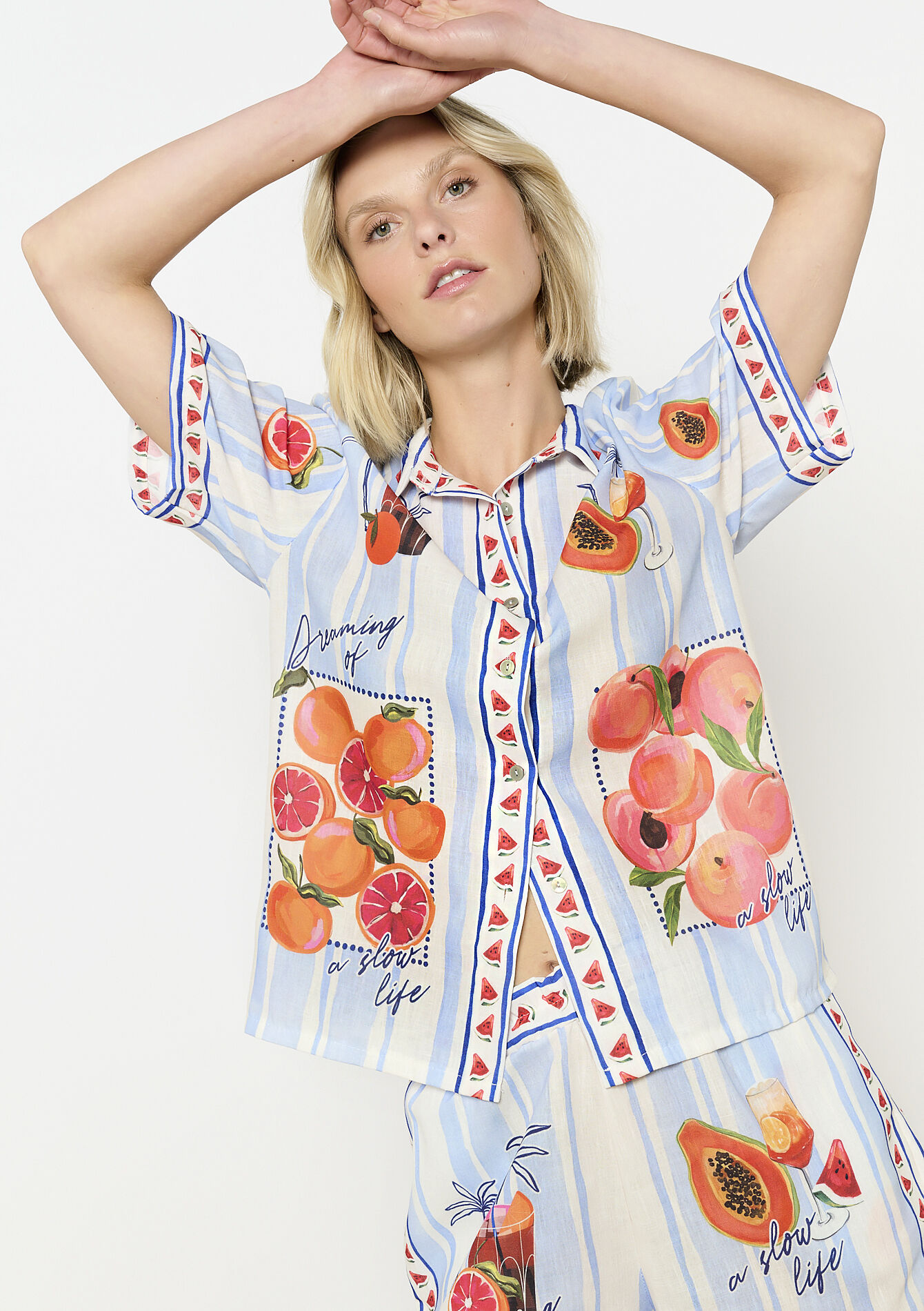 Fruitige print blouse