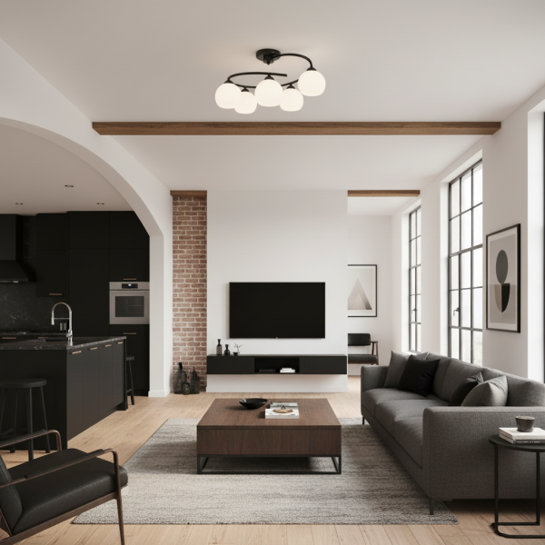 Lampa sufitowa czarna vintage okrągła EDYLIT 5xE27 IVAN BLACK 14-640